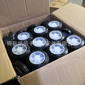 Solid Rubber Caster Wheel 4 Inch White Firm Tread <b>For</b> <b>Tool</b> <b>Cart</b> Handcart - Product Image 3