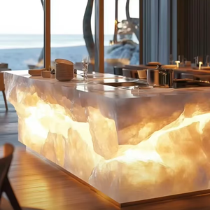 Yushi hiện đại Lumi hòn đảo đá tùy chỉnh Onyx Đá Cẩm Thạch nhà bếp Countertop cho khách sạn tiếp tân biệt thự trang trí nhà bếp - Product Image 1