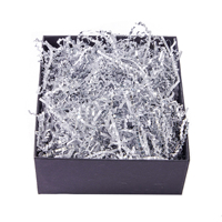 80gsm S-016 papier déchiqueté argent et blanc pour fête de vacances, décoration d'anniversaire, papier froissé métallisé