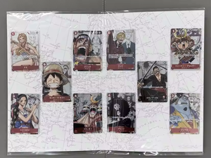 Ensemble de cartes commémoratives du 25e anniversaire 'One Pieces' Ban Dai version japonaise comprenant 10 cartes de la bande de chapeaux de paille, tout neuf - Product Image 2