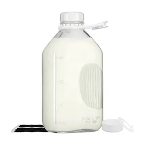64oz 2000ML Gal Glass Milk Bottle Milk Jug Pitcher Buttermilk Water or Juice Bottles with Pour Spout