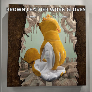 工业焊接手套 耐热全粒面皮革 EN388 认证 2-4 毫米厚度 无硅胶安全手套 - Product Image 2