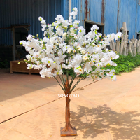 Pièces centrales décoratives de mariage, faux arbres verts, fleurs artificielles blanches, fleur de cerisier, vente en gros, 10 pièces