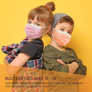 Mascarilla facial para niños, 50 unidades, juego colorido desechable de 3 capas con alambre para la nariz, cubierta protectora para los oídos, prevención de epidemias - Product Image 4