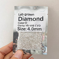 Diamantes Cultivados en Laboratorio CVD, Corte Brillante Redondo de 4.0mm, Color D, Claridad VS VVS, Diamantes Sueltos para Fabricación de Joyería, Venta al Por Mayor