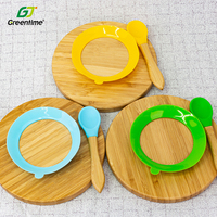 Assiette en bois de bambou de qualité, assiette de table de forme personnalisée, ensemble mignon de dessin animé, assiette pour enfants en bambou avec forte aspiration
