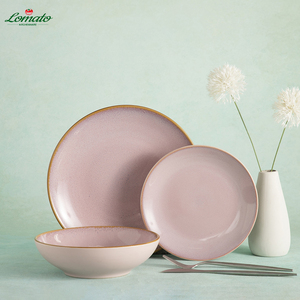 ชุดภาชนะรับประทานอาหารเครื่องเคลือบดินเผาเคลือบโทนสีเอิร์ธโทนพร้อมเคลือบปฏิกิริยาใช้ซ้ำได้และปราศจากสาร BPA สำหรับโอกาสของขวัญทางธุรกิจ - Product Image 1