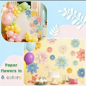 DAMAI <b>Spring</b> Flower Paper Wall Hanging 3D Butterfly Fan Pastel Color For Birthday Mother's Day Party <b>Decorations</b> - Product Image 3