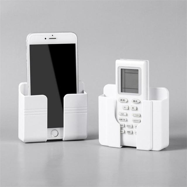 Wall Mount Mobile Phone Holder Charging Stand for Air Conditioner TV Remote Control Storage Box Home Storage Rack