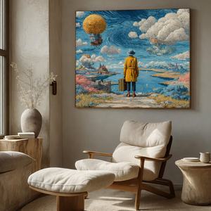 Peinture murale artisanale sur toile texturée, art réaliste Voyager Horizon, décoration intérieure pour la maison, vente en gros - Product Image 3