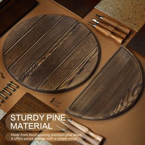 <span class=keywords><strong>Porte</strong></span>-clés mural rond en <span class=keywords><strong>bois</strong></span>, organiseur de courrier pour entrée, étagère flottante murale, crochets multiples, décoration murale vintage style ferme - Product Image 6