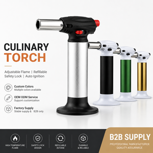Briquet torche à jet haute température personnalisé avec logo, coupe-vent, rechargeable au butane, pour barbecue, cigares, pâtisserie, cuisine - Product Image 3