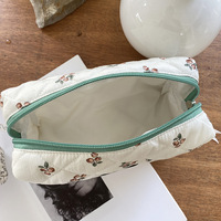 Mode matelassé coton Floral Portable beauté cosmétique pochette mère bébé couche voyage trousse de toilette stockage sac à main