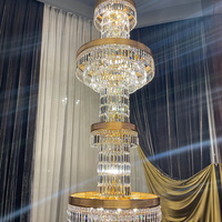 Lustre suspendu moderne de luxe à LED pour escalier, villa, hall d'hôtel, cristal transparent, luminaire suspendu pour hall d'hôtel et escalier