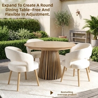 Mesa de Comedor Redonda Extensible de Madera Maciza con Diseño Moderno, Tamaño Estándar para Uso Doméstico y Hotelero