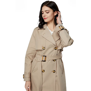 Gabardina original para <span class=keywords><strong>mujer</strong></span>, gabardina larga <span class=keywords><strong>de</strong></span> otoño para <span class=keywords><strong>mujer</strong></span>, gabardina larga negra personalizada - Product Image 4