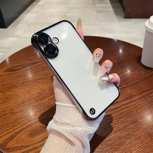 <b>For</b> iPhone 16 Plating Frameless <b>Camera</b> Protector Clear Phone Case <b>for</b> iPhone 16 Pro Max Ultra Thin Transparent <b>PC</b> Cover - Product Image 6