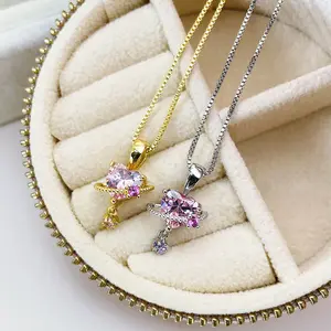 OEM ювелирный завод по индивидуальному заказу золотые серебряные цветные камни циркон Звезда сердце кулон ожерелье