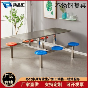Juego de Mesa de Comedor de Acero Inoxidable para 4, 6 u 8 Personas, para Uso en Comedores Escolares, Fábricas y Cantinas - Product Image 4