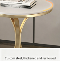 Table ronde minimaliste, luxueuse et sophistiquée, table basse portable, table d'appoint en dalle de pierre de luxe pour canapé
