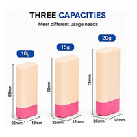 Contenants en plastique vides rechargeables de qualité supérieure pour déodorant en stick, 10g, 15g, 20g, tubes mini déodorant carrés plats à mécanisme rotatif, vente en gros