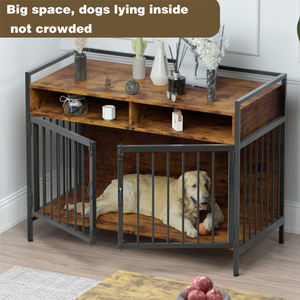 Vendita diretta della fabbrica gabbie per cani in metallo cucce in legno gabbia per cani mobili interni a doppia porta da tavolo gabbie per animali domestici per cani di grossa taglia - Product Image 4