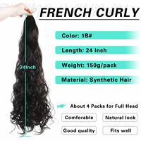 Extensions de cheveux synthétiques bouclés afro de 24 pouces, tressés, style français, à crochet, trame simple, 150g, ondulations lâches en spirale, NOUVEAU produit phare