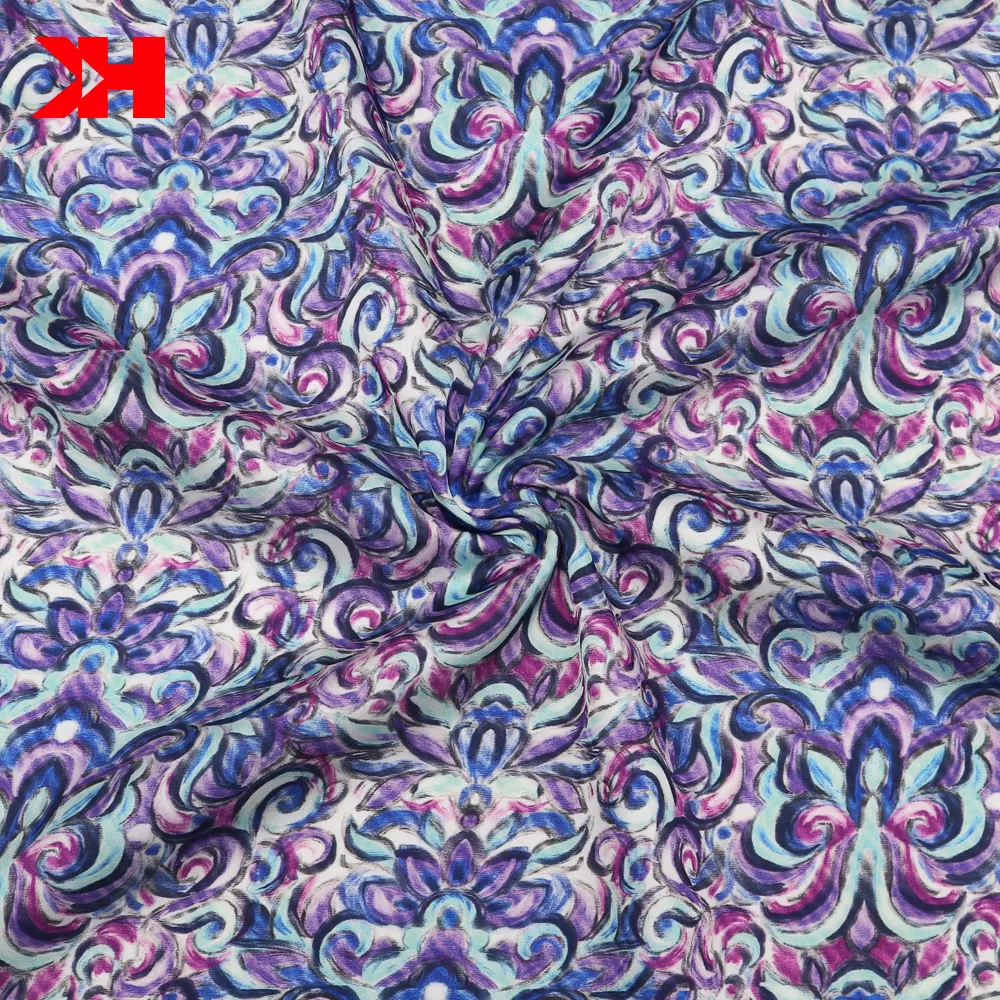 الحرير الحرير charmeuse قماش مطبوع البوليستر الجملة الشيفون الرقمية مخصص الزهور طباعة النسيج