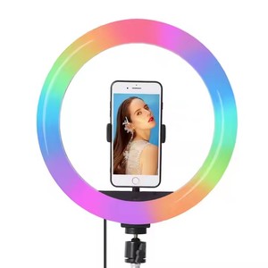 Lampe vidéo LED RGB pour <span class=keywords><strong>selfie</strong></span>, <span class=keywords><strong>streaming</strong></span> en direct, enregistrement photo, studio photo, éclairage de beauté pour appareil photo et smartphone - Product Image 2