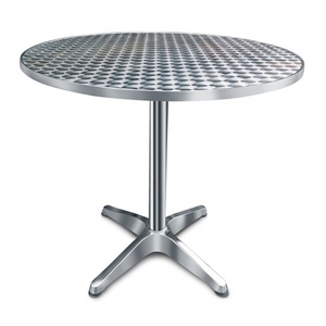 Minimalist 70cm 80cm 100cm <b>Outdoor</b> Dining <b>Table</b> Modern Embossed SS <b>Metal</b> Durable Waterproof- for Hotels Cafes Restaurants Villas - Product Image 1