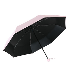 Paraguas Plegable de Cinco Secciones, Protección UV, Portátil, Vinilo Negro, Apertura Automática, para Viajes - Product Image 1