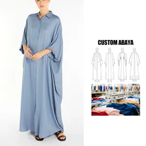 ملابس إسلامية مخصصة للبيع بالجملة 2024 تصميم قفطان فضفاض دبي عباية للمرأة المسلمة فستان كاجوال طويل للنساء
