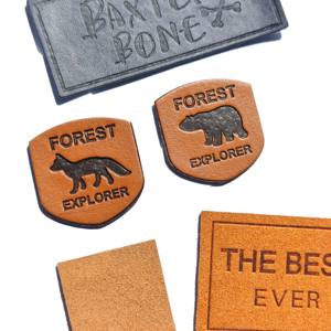 New Custom Logo Debossed Sew on Pu Tag Jeans Leather <b>Patches</b> Label for Clothing - Product Image 2