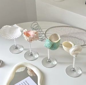 Nicho creativo Vintage pintado a mano para copas de champán y flautas Cute Natural Conch Metal Ice Cream Cups Low Tamps - Product Image 5