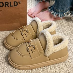 Mocasines de Algodón Extra Grueso con Forro Polar para Mujer, Antideslizantes, para Otoño 2025, para Mujeres Embarazadas, Cálidos, para Oficina, de Gamuza - Product Image 1