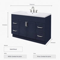 Meuble-lavabo de salle de bain en bois massif de style shaker américain, contreplaqué résistant à l'eau, style moderne