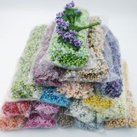 144 pièces de fleurs artificielles avec tiges pour décoration de boîtes à dragées de mariage, perles et fleurs pour bricolage
