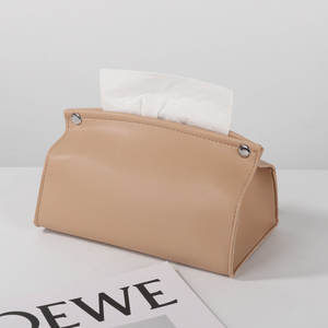 Boîte à mouchoirs en cuir moderne, autoportante, multifonctionnelle, pour la maison et le bureau, disponible en blanc, marron, kaki et noir - Product Image 2