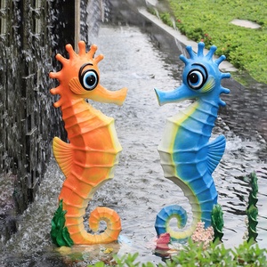 Grande sculpture de hippocampe LED en fibre de verre, statue d'animal marin en résine pour exposition en parc d'attractions ou parc aquatique - Product Image 3