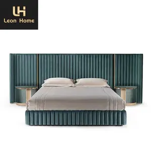 Latest Design Villa Bed High Quality Double Bed Luxury Nubuck Leather Luxury Bedroom Sets Up-holstered Beds