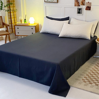 Parure de lit d'été en sergé 100 % coton 200 fils, bicolore marine et blanc, housse de couette unie respirante, 6 pièces, vente en gros à prix réduit