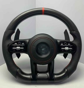 Volant en suède avec bande supérieure noire brillante en fibre de carbone et palettes de changement de vitesse pour Mercedes Benz Classe S C <span class=keywords><strong>C63s</strong></span> C55 GLA45 AMG - Product Image 1