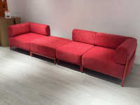 Canapé convertible en velours orange en forme de L, rembourré, compressé, moderne, minimaliste, modulaire, pour salon