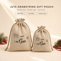 Sac de rangement pour café, thé, cadeaux de Noël en jute écologique recyclable avec cordon de serrage, logo personnalisé imprimé, pochette en toile de jute et lin