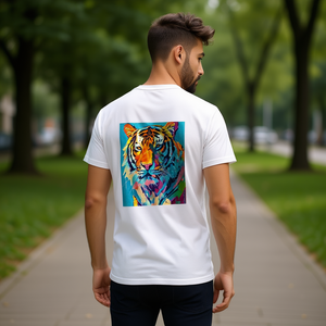 เสื้อยืดผู้ชายลายพิมพ์ลายเสือด้านหลัง คอตตอนทรงโอเวอร์ไซส์ คอกลม แขนสั้น สไตล์ลำลอง น้ำหนัก 250 กรัม - Product Image 2