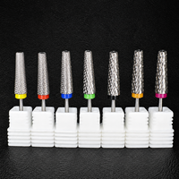 Jeu de fraises rotatives en carbure de tungstène de qualité supérieure, double coupe, avec anneau de couleur, tige de 3/32 po pour perceuse à ongles électrique