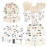 DAMAI Ensemble de vaisselle jetable en papier et nappe sur le thème des voitures pour fêtes d'enfants, vente en gros, haute qualité, best-seller