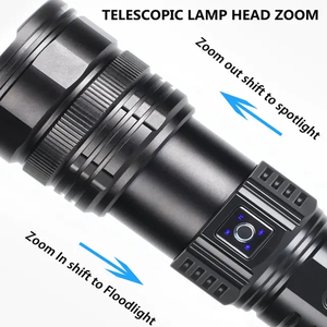 Linterna Táctica LED Recargable de Largo Alcance con Zoom, de Aluminio, con Doble Luz, IP54, 20000 Lúmenes, GZ - Product Image 2