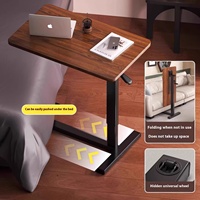 Bureau d'ordinateur portable réglable en hauteur pour télétravail, chariot mobile pliable pour PC, table d'appoint pour lit et canapé