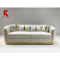 Canapé Chesterfield en velours de luxe nordique, capitonné, pour salon, meubles avec cadre doré, ensemble de canapés sectionnels modernes